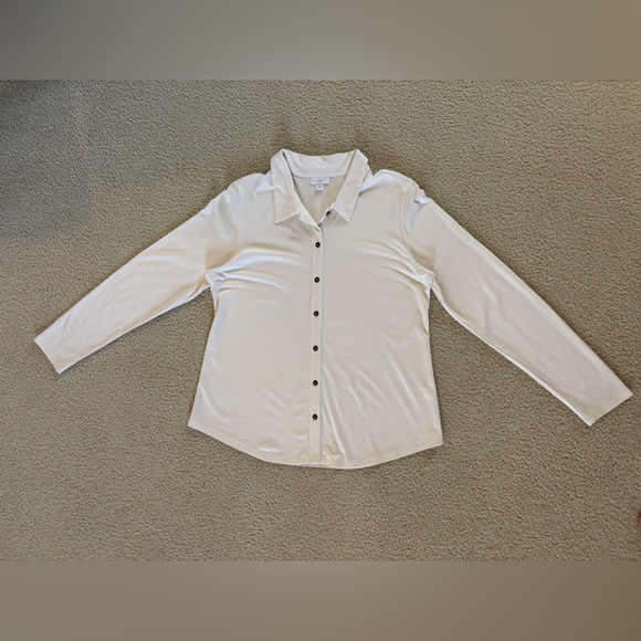 J. Jill Light Cream Button-Down Long Sleeve Top - Picture 4 of 7